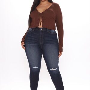 "Keep them tied up" top in brown